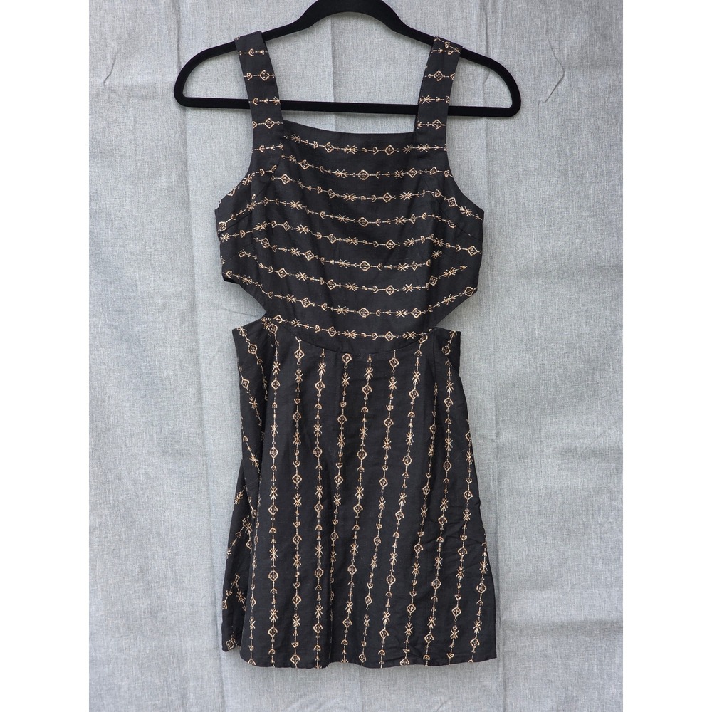 Ecote Urban Outfitters Black Ikat Print Cut Out Mini Dress Size 4 Sleeveless